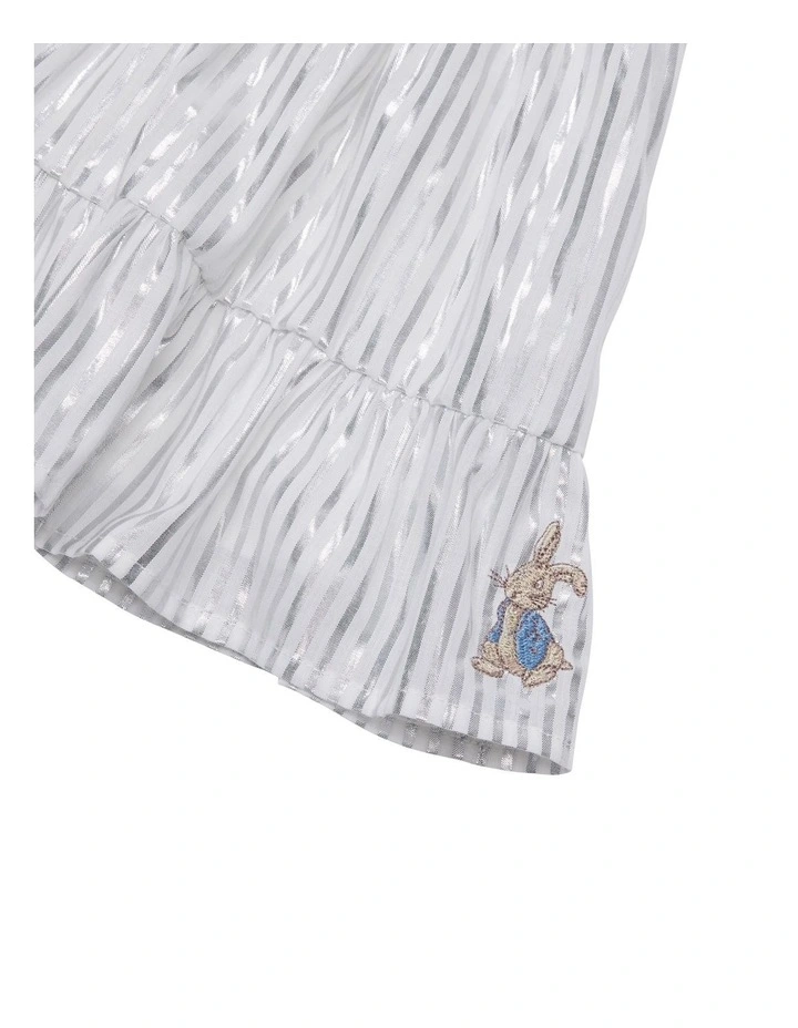 Christmas Stripe Dress in White image 3