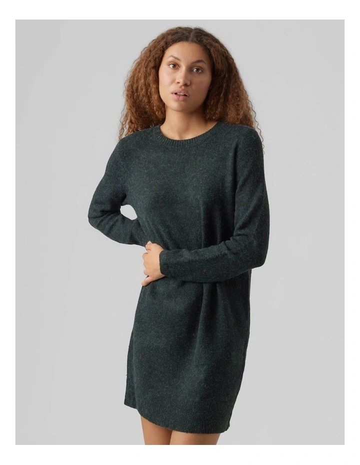 Doffy Long Sleeve Knit Dress in Forest image 1