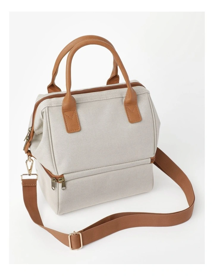 Double Layer Lunch Bag in Beige image 2